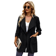 Women's Fashion Temperament Leisure Solid Color Coat Top